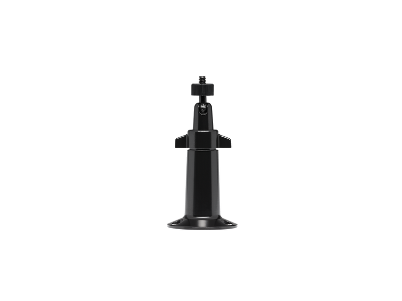 A black, adjustable mount for indoor or outdoor use