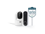 Arlo Video Doorbell, Arlo Essential Pan Tilt Indoor Camera, and Arlo Security Yard Sign
