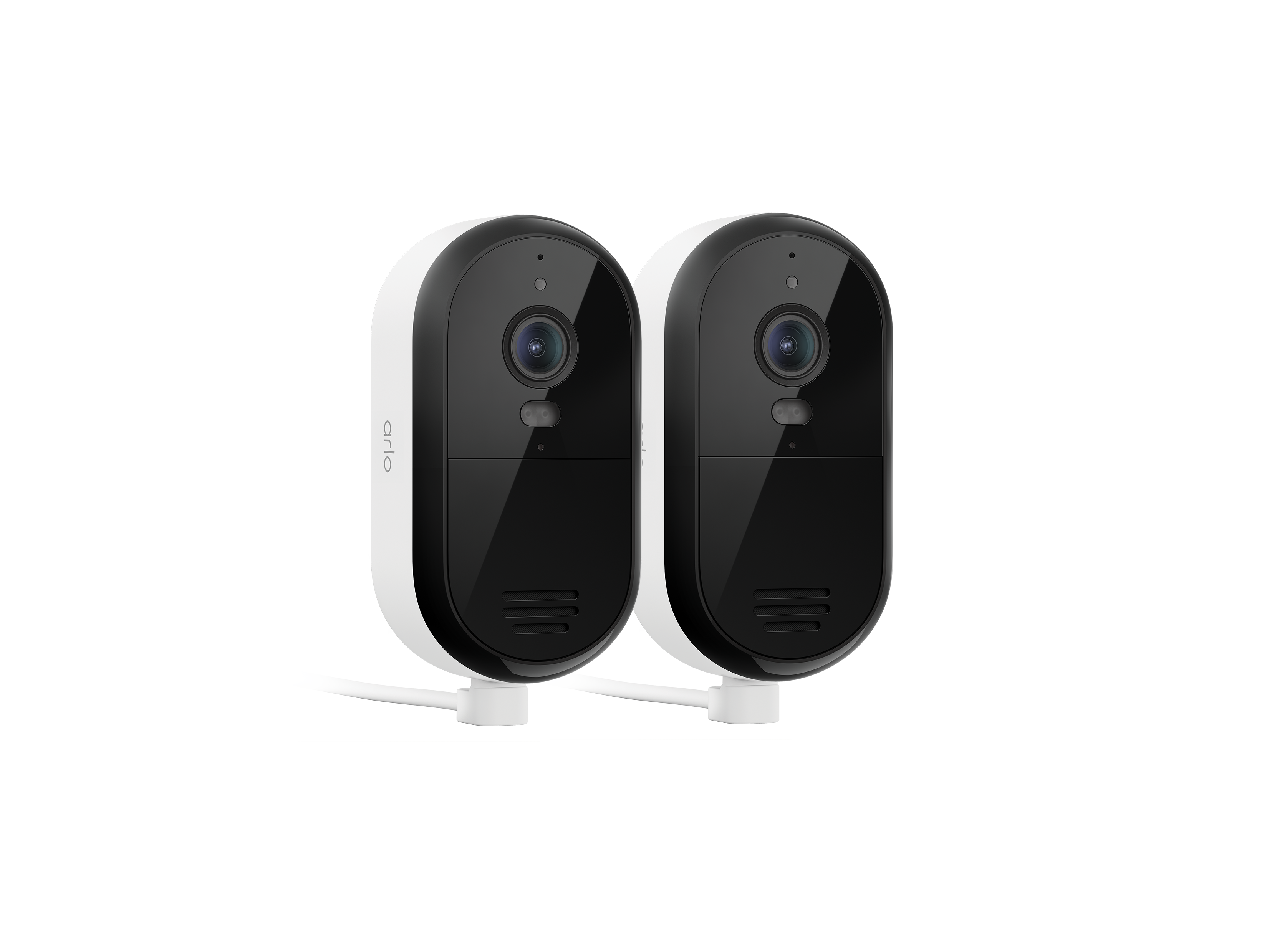 Arlo Essential Plug-in 2 Camera Kit in white facing right