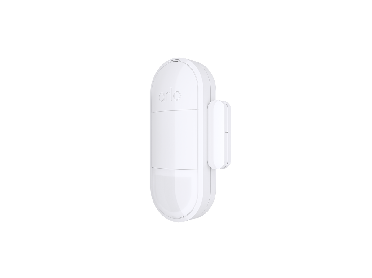 White Arlo all in one sensor device on a white background