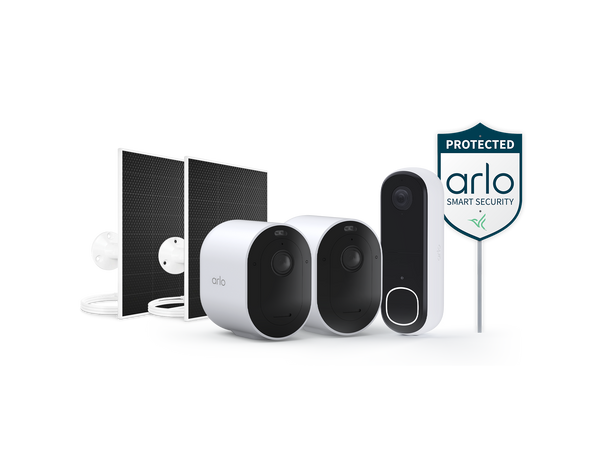 Video Doorbell, 2 Pro 2K Outdoor Cameras + 2 Solar Panels - Arlo