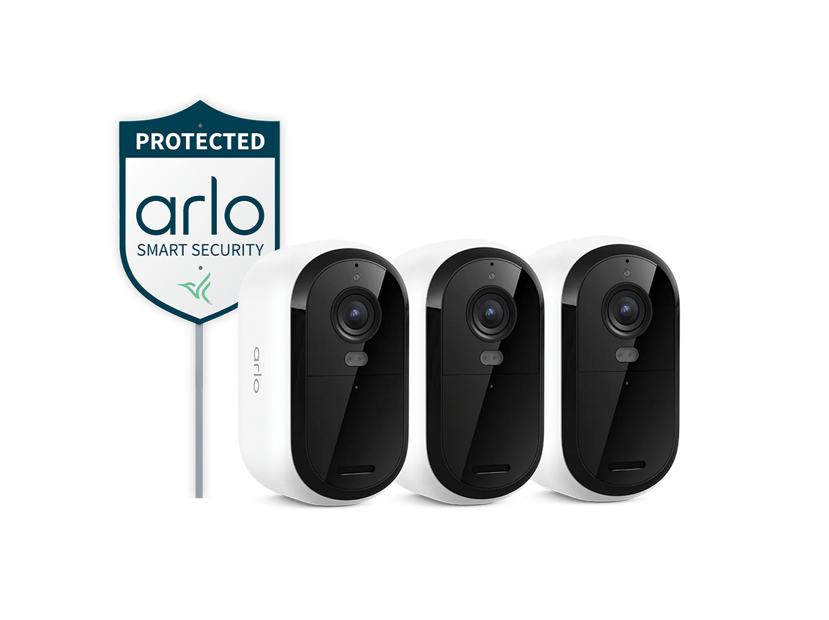 Arlo Essential Security Camera (3rd Gen) 3 Cam Pack with Arlo Yard Sign