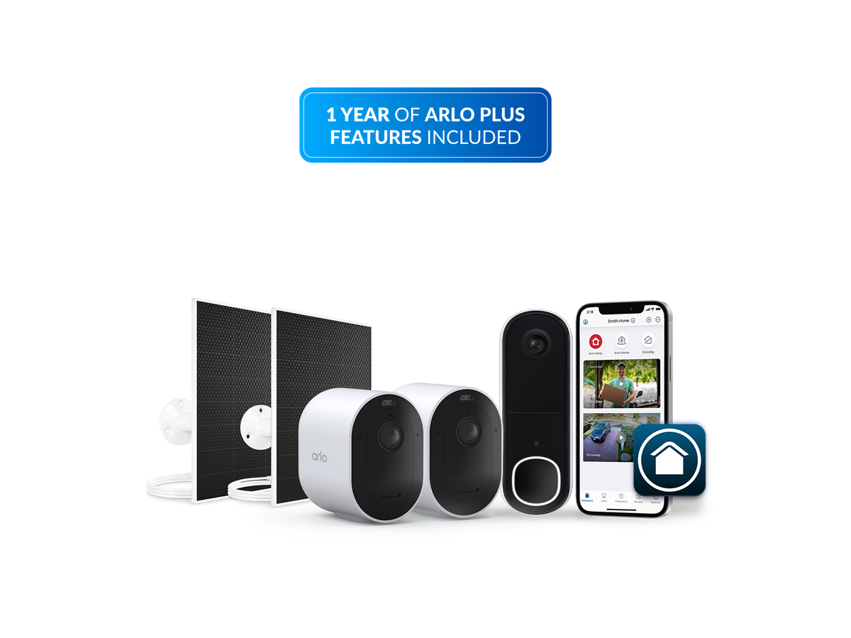 Arlo Secure Kit - Doorbell, 2 Pro 6 Cameras + 2 Solar Panels