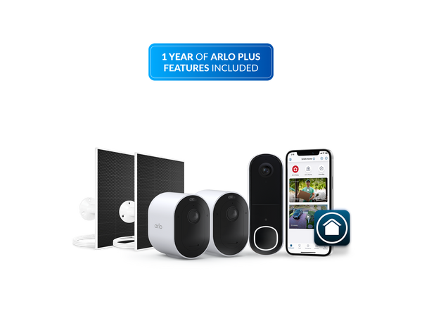 Arlo Secure Kit - Doorbell, 2 Pro 6 Cameras + 2 Solar Panels