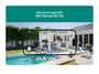 Phone screen showing a 360-degree view of a backyard with a pool and pergola.