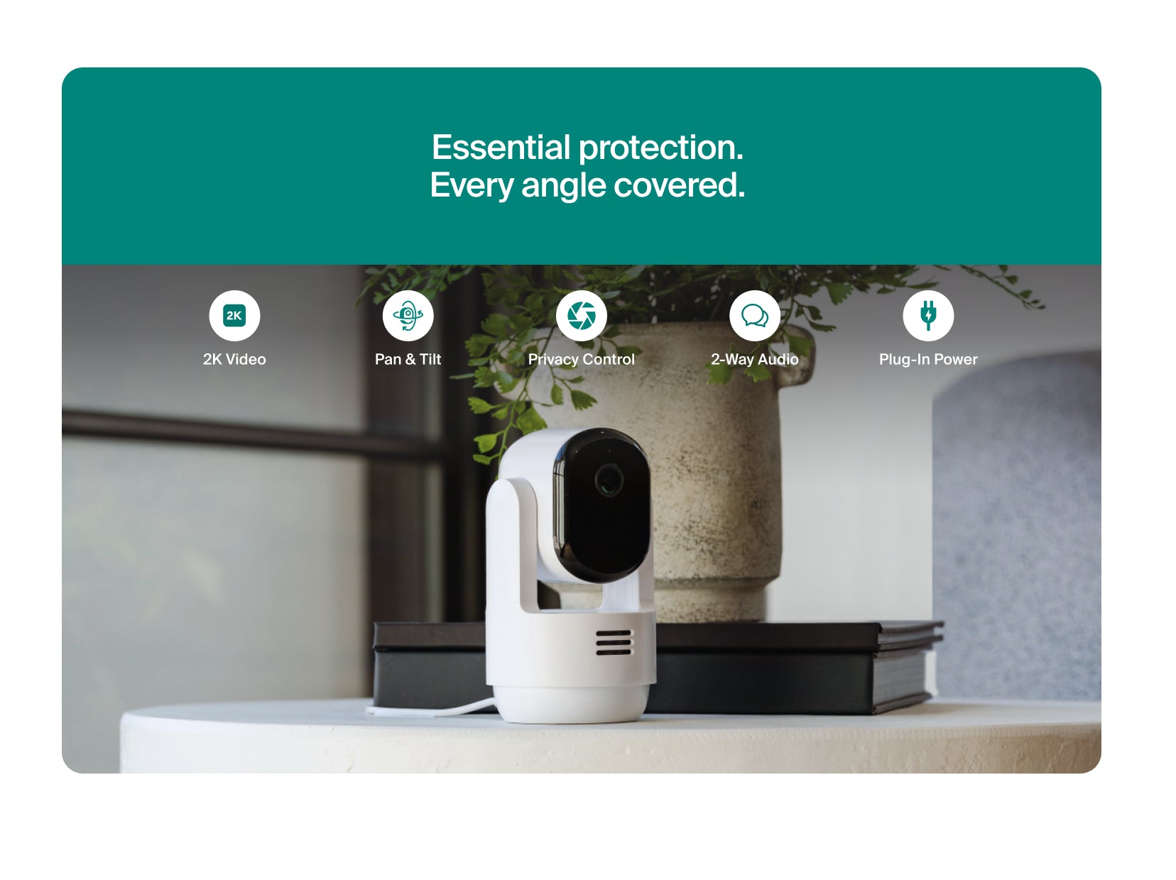 Arlo Indoor Pan Tilt 2K Security Camera Wired - 3rd Gen
