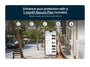 Hand holding a smartphone with the Arlo Secure app displayed, featuring a 1-month secure plan offer.