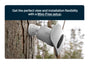 Arlo Wireless Floodlight security camera attached to a tree with promotional text about installation flexibility.