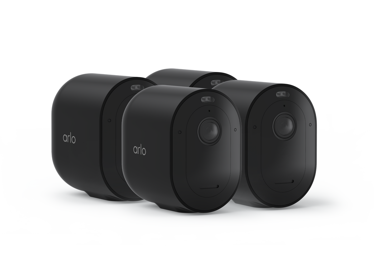 Arlo Pro 5S 2K 4 camera kit in black facing right