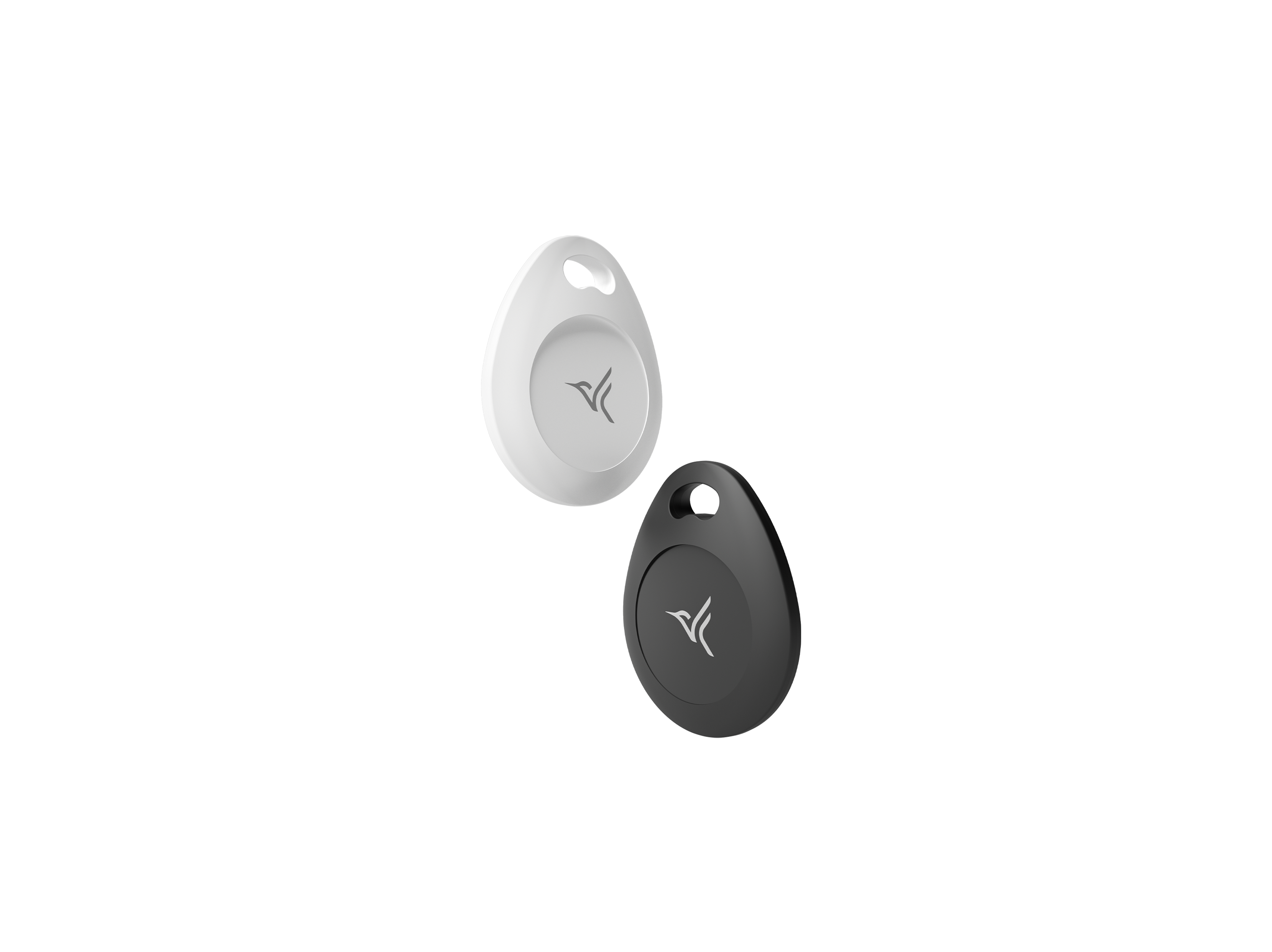 White and black security tags with the Arlo logo